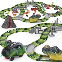 Set de Pista de Carreras de Dinosaurios de 235 Piezas, Juego de Construcción Flexible para Niños, Ensamblaje DIY