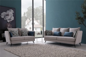 Ensemble canapé de salon élégant en daim <span class=keywords><strong>blanc</strong></span> moderne Conception modulaire rembourrée avec pieds en bois pour meubles de maison ou d'hôtel - Product Image 4