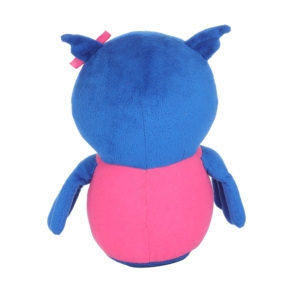Peluche Gufo Personalizzato con Logo, Simpatico Gufo <span class=keywords><strong>Blu</strong></span> Imbottito con Vestito Rosa e Fiocco, Morbido Mascotte in Peluche per Promozione del Brand e Regalo - Product Image 2