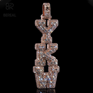 Pass Diamond Tester Vvs Moissanite Iced Out Letter 3D <b>Chain</b> Pendant Custom Hip Hop Round Cut Diamond <b>Name</b> Pendant Men Jewelry - Product Image 1