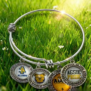 Pulsera personalizada de estilo preppy de la Universidad de <span class=keywords><strong>Carolina</strong></span> del Norte (UNC) para graduados de HBCU, color negro, estilo NCAT. - Product Image 2