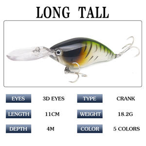 Leurre de pêche Rocking Little Fatty Crank 5 couleurs, plongeant profond, longue portée, pour eau douce, appât de fond - Product Image 4