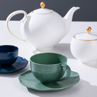 Service de vaisselle en porcelaine fine légère bleue, noire, verte et blanche pour hôtels et restaurants