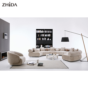 Set di Divani Moderni in Tessuto Curvo 1+2+3 con Base Dorata e Cuscini Morbidi per Soggiorno, Appartamento e Villa - Product Image 2