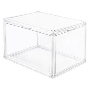 Organizador apilable de plástico transparente, caja de exhibición de zapatillas personalizadas, almacenamiento de zapatos transparente plegable con puerta magnética - Product Image 1