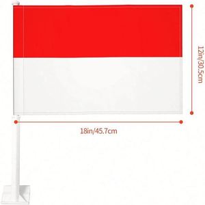 Bandera Nacional de Indonesia para Ventana de Auto, 12x18 Pulgadas, Poliéster, Doble Costura, Impresión Digital, Un Lado con Orificio para Pasar el Asta - Product Image 4