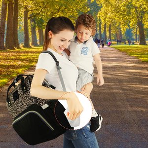 <span class=keywords><strong>Zaino</strong></span> <span class=keywords><strong>Porta</strong></span> Pannolini per Bambina, Borsa Fasciatoio Leopardata - Product Image 5