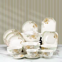 Ensemble de vaisselle en céramique de luxe au design moderne et élégant Ensemble de vaisselle en bégonia d'automne Ensemble de table en céramique Bol émaillé Les Assiettes