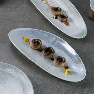 YAYU New Stylish Dishwasher Safe Blue Irregular Design Deep Soupplates Ceramic Dining Dish Set For Restaurant