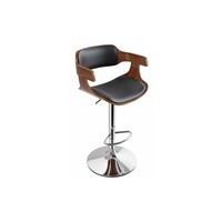 Tabouret de bar confortable avec siège rembourré à hauteur réglable, accoudoirs, cadre en bois moderne, base chromée pour les zones de bar européennes et américaines