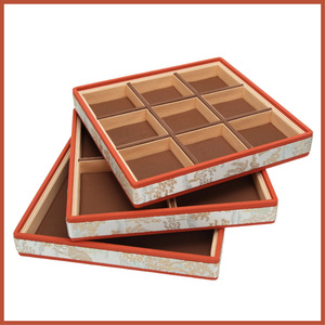Bandeja para joyería con tapa, material de brocado para manualidades, color naranja, caja de almacenamiento para exhibición de joyas, para pulseras y adornos - Product Image 3
