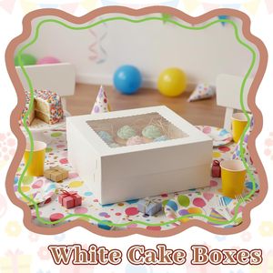 Boîtes à gâteaux carrées demi-format 14x14x6 pouces, blanches, avec grande fenêtre, <span class=keywords><strong>pour</strong></span> pâtisseries, gâteaux, beignets et cupcakes - Product Image 6
