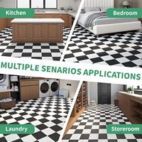 ORON DECO PVC Papier peint 3D Carreaux de sol Revêtement de sol en plastique Autocollants adhésifs Sol en vinyle noir et blanc Décoration intérieure Luxe