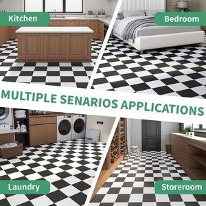 ORON DECO <span class=keywords><strong>PVC</strong></span> Papier peint 3D Carreaux <span class=keywords><strong>de</strong></span> <span class=keywords><strong>sol</strong></span> Revêtement <span class=keywords><strong>de</strong></span> <span class=keywords><strong>sol</strong></span> en plastique Autocollants adhésifs <span class=keywords><strong>Sol</strong></span> en vinyle noir et blanc Décoration intérieure Luxe - Product Image 5