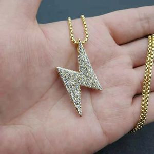 yunnique Lightning Pendant Necklace Stainless Steel Pave Setting Unisex Gift Jewelry DZ311 - Product Image 5