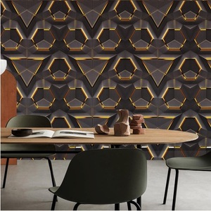 Papier Peint PVC Bufu <span class=keywords><strong>Moderne</strong></span> 3D Gaufré Géométrique Métallique Étanche Design Contemporain pour Usage Domestique Décoration de <span class=keywords><strong>Cuisine</strong></span> - Product Image 3