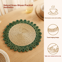 Set de table en fibre de maïs tissée à la main, antidérapant, résistant à la chaleur, écologique, pour pique-nique en plein air, table de salle à manger, 38 cm, style bohème, cuisine