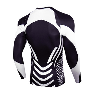 Haut de compression à manches longues imprimé géométrique demi-ton, anti-UV, séchage rapide, sous-vêtement de sport pour la gym, vente en gros OEM - Product Image 2