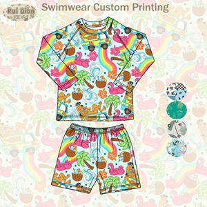 Ensemble de maillots de bain pour garçons à motifs imprimés personnalisés, deux pièces, 95% nylon, 5% élasthanne, shorts de plage pour garçons d'été pour les vacances - Product Image 5