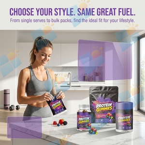 Gummies protéinés saveur fruits rouges sans <span class=keywords><strong>sucre</strong></span>, marque privée OEM ODM, formule personnalisée, emballage sur mesure, pour la croissance musculaire et après l'entraînement - Product Image 5