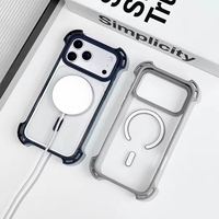 Coque de téléphone Heybingo transparente antichute à quatre coins en acrylique + TPU, magnétique, antichoc, compatible avec la charge sans fil pour iPhone 17, 16, 15
