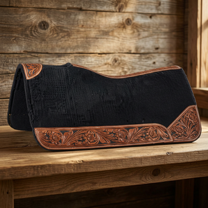GN EXPORT Tapis de selle en cuir de vachette toutes tailles sur mesure, rembourrage en laine, doublure polaire, bordure marron pour l'équitation western - Product Image 5