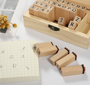 Numéro en bois et lettre symbole <span class=keywords><strong>alphabet</strong></span> <span class=keywords><strong>tampons</strong></span> en caoutchouc en bois et ensemble de <span class=keywords><strong>tampons</strong></span> <span class=keywords><strong>encreurs</strong></span> - Product Image 2