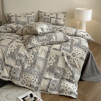 Housse de couette en lin imprimée de fleurs de haute qualité, couvre-lit en lin et draps en lin, ensemble de literie pour chambres à coucher