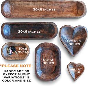 Ciotole Decorative in Legno da 30 Pollici, Vendita all'Ingrosso, <span class=keywords><strong>Ciotola</strong></span> a Forma di <span class=keywords><strong>Pane</strong></span>, Rustica Intagliata, Grandi Ciotole in Legno <span class=keywords><strong>per</strong></span> Centrotavola con Candele - Product Image 2