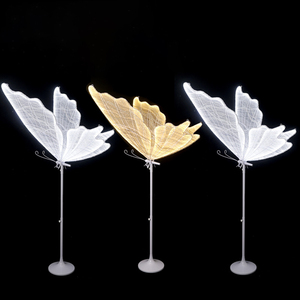 Ailes de papillon LED blanches et jaunes de 60 cm, accessoires de mariage, panneau de signalisation, décoration d'événements, décoration de la maison, alimentation CA, métal - Product Image 1