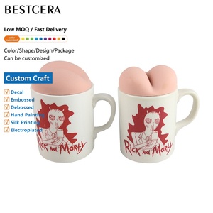 BESTCERA all'ingrosso cartoni animati simpatici tazze da caffè in ceramica <span class=keywords><strong>Rick</strong></span> e Morty tazza da caffè in ceramica con coperchio in Silicone - Product Image 1