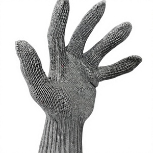 Gants de travail en coton, poignet tricoté, texture intégrale, antidérapants, durables, usage général, couleur grise, 26 cm, sans latex - Product Image 2
