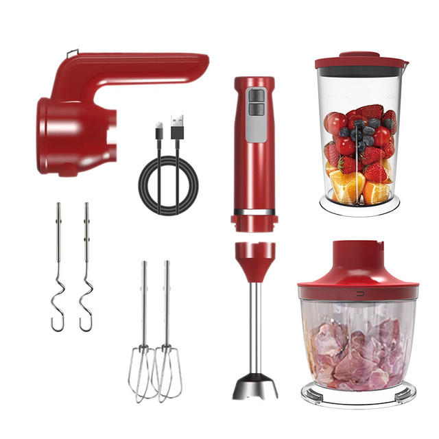 Cordless Immersion Blender 200W 3 in 1Mini Hand Blender Stick Blender Stainless Steel Blade with Mixing Beaker, Chopper, Whisk