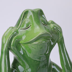 Redeco Ensemble de figurines grenouille <span class=keywords><strong>en</strong></span> céramique moderne No See no Hear no Speak, Evil Design Art Déco pour la maison Étagère de bureau Visdom Cadeau - Product Image 4