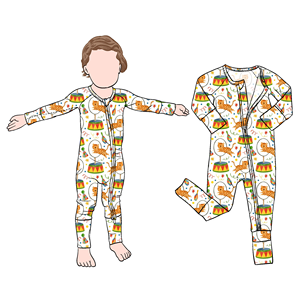 Romper Bayi Laki-laki Berkualitas Tinggi Little Glow Kids Grosir Kustom Bermotif Bambu untuk Balita Anak-anak - Product Image 1