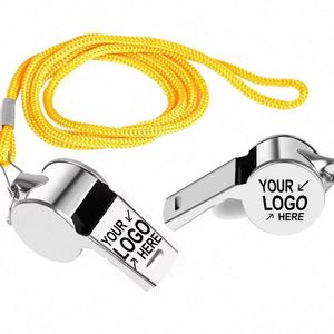 Personalized Metal Sports Whistle with Rope, Sporting Event Cheer-customizable Brand logo for <b>Coaches</b> and Referees - Product Image 1