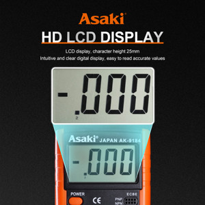 ASAKI-multímetro digital <span class=keywords><strong>lcd</strong></span> antiquemaduras, probador de CC y CA, 1999 recuentos, a la venta - Product Image 5