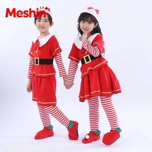 2026 Hot Selling Children Red Festival <b>Costume</b> Boys <b>Girls</b> Santa Claus Clothing Set Kids <b>Elf</b> Christmas Outfit - Product Image 1