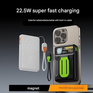 Banque d'alimentation sans fil magnétique QSF avec ventilateur de refroidissement, dissipation de chaleur, 10000 mAh, charge rapide 15 W, affichage LED avec support de téléphone - Product Image 2
