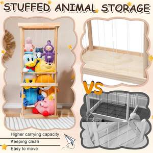 202501 grand bois peluche Animal Cage enfants et adolescents stockage <span class=keywords><strong>salle</strong></span> <span class=keywords><strong>de</strong></span> <span class=keywords><strong>jeux</strong></span> chambre salon cadeau Zoo fond stockage animaux en peluche - Product Image 4