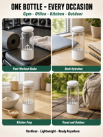 Bouteille shaker électrique en PC, tasse mélangeuse automatique de protéines, sans BPA, bouteille d'eau portable pour le fitness, blanche