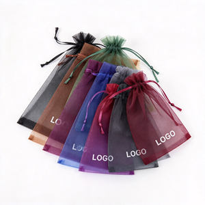 Pochette en organza transparente avec cordon de serrage, sac cadeau en maille personnalisé avec logo pour mariage, fête, bonbons, bijoux, petits cadeaux, rangement - Product Image 5