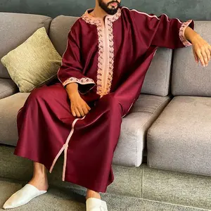 Afrika Etnische Stijl Jeugd Mannen Moslim Dubai Fashion Casual Lange Shirt Jurk Daffah Abaya Thobes Ramadan Mannen Robe Islamitische Kleding