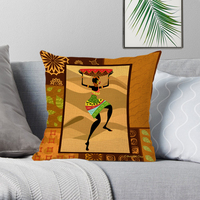 Classique africain ethnique femmes africaines travaillant coussins décoratifs taie d'oreiller en lin carré pour canapé décor à la maison