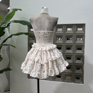 OUDINA Abito Estivo Casual <span class=keywords><strong>da</strong></span> <span class=keywords><strong>Donna</strong></span> con Stampa Floreale, Senza Spalline, con Shorts a Forma di <span class=keywords><strong>Zucca</strong></span> - Product Image 3