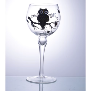 Hand Painted Bat and <strong>Owl</strong> Glass <strong>Candle</strong> <strong>Holder</strong> with Bead for Hallows' Day - Product Image 5