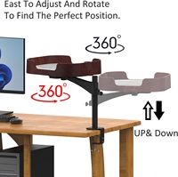 Perchoir pour chat rotatif à 360 degrés à fixer sur le bureau avec bras réglable et base à pince, lit pour chat en bois peu encombrant pour la maison ou le bureau