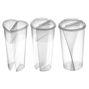 Transparent PP Single Wall Double Share Two-compartment <b>Cup</b> with <b>Lid</b> <b>and</b> <b>Straw</b> - Product Image 2
