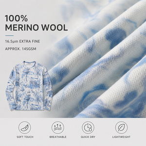 <b>Wool</b> Quick Dry Men's Long Sleeve T-Shirt Tie <b>Dye</b> Outdoor Hiking Trekking Sports Top Custom Logo Premium Breathable Lightweight T - Product Image 2