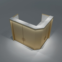 Vitrine de magasin de bijoux personnalisée en acier inoxydable, bois et verre avec un design tendance pour l'affichage de colliers, boucles d'oreilles et bagues